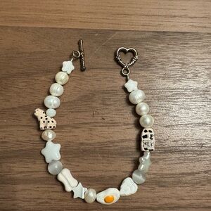 Ian Charm - White Beaded Charm Bracelet with Cute Ceramic Charms